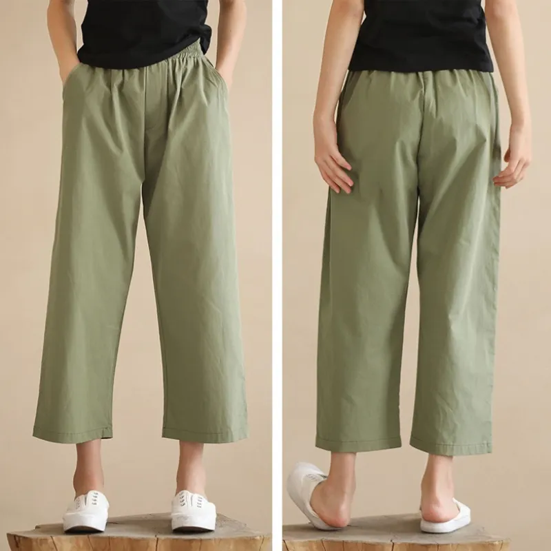日式 绿色九分裤/ 背心 Cropped Pants in Green / Asymmetrical Neck Top