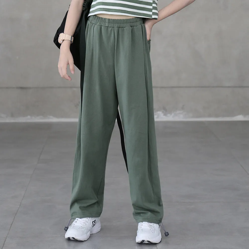 日系 条纹短袖T恤/ 休闲运动裤 Striped T-shirt / Joggers in Green