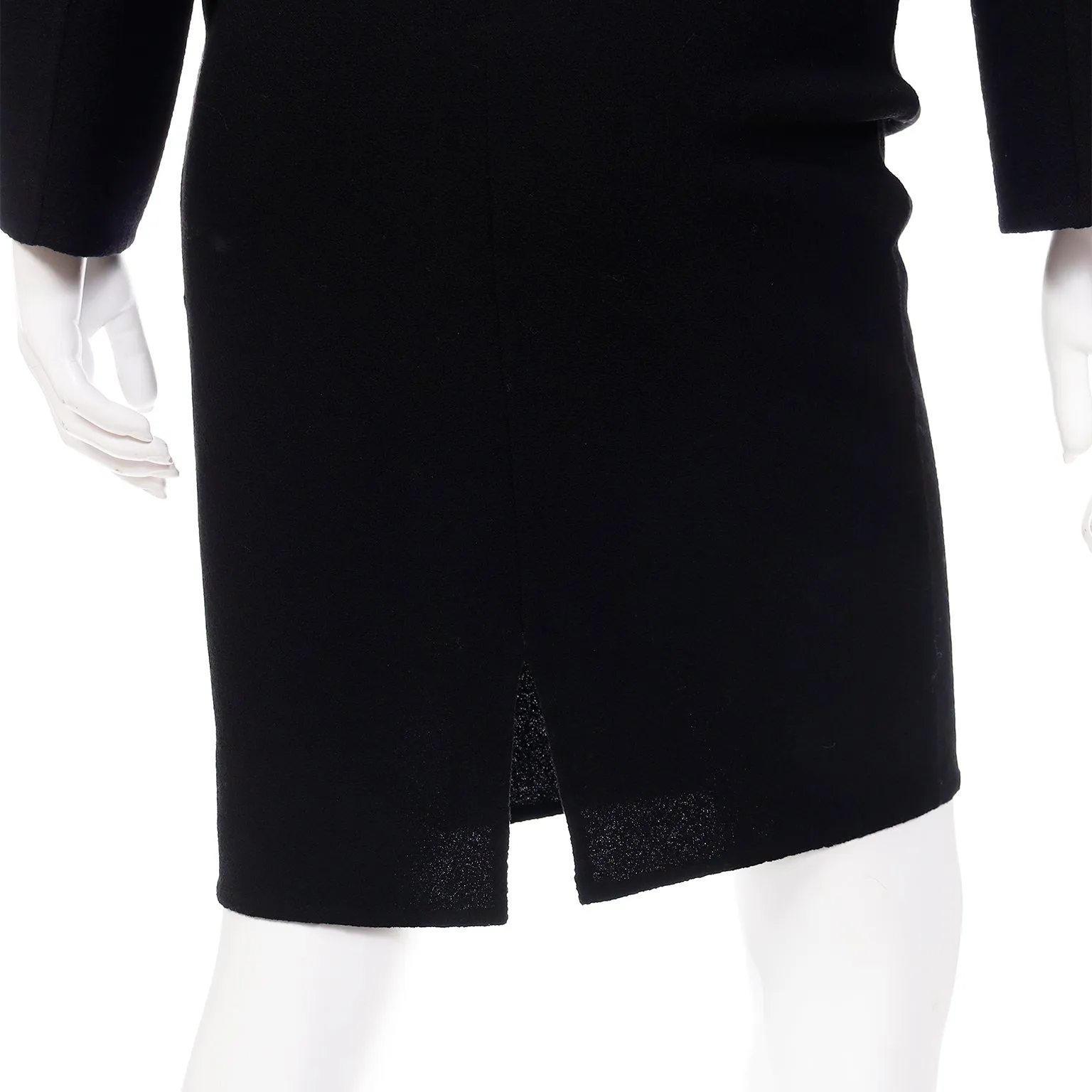 2000s Valentino Vintage Black 2 Piece Skirt & Jacket Suit W Unique Bow Buckle