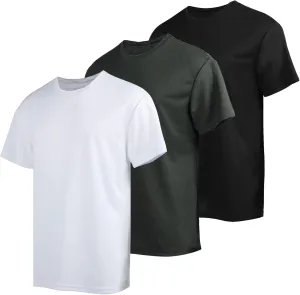 3 Pack Men's Quick Dry T Shirts Athletic Running Workout Short Sleeve Shirts for Men Active Crew Neck Tops