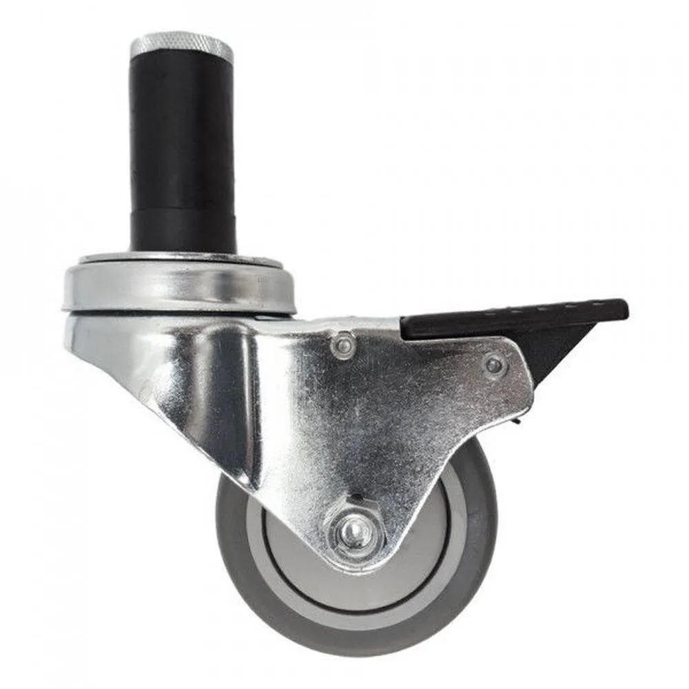 3" x 1-1/4" Thermo-Pro Thread Stem Caster,Exp Adapter,Total Lock Brake 210 lbs. Capacity
