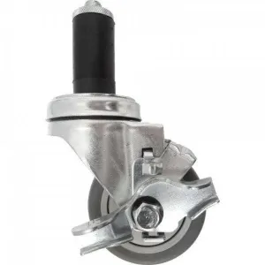 3" x 1-1/4" Thermo-Pro Threaded Swivel Stem Caster w/ Top Lock Brake, Expandable Adapter 210 lbs. Capacity