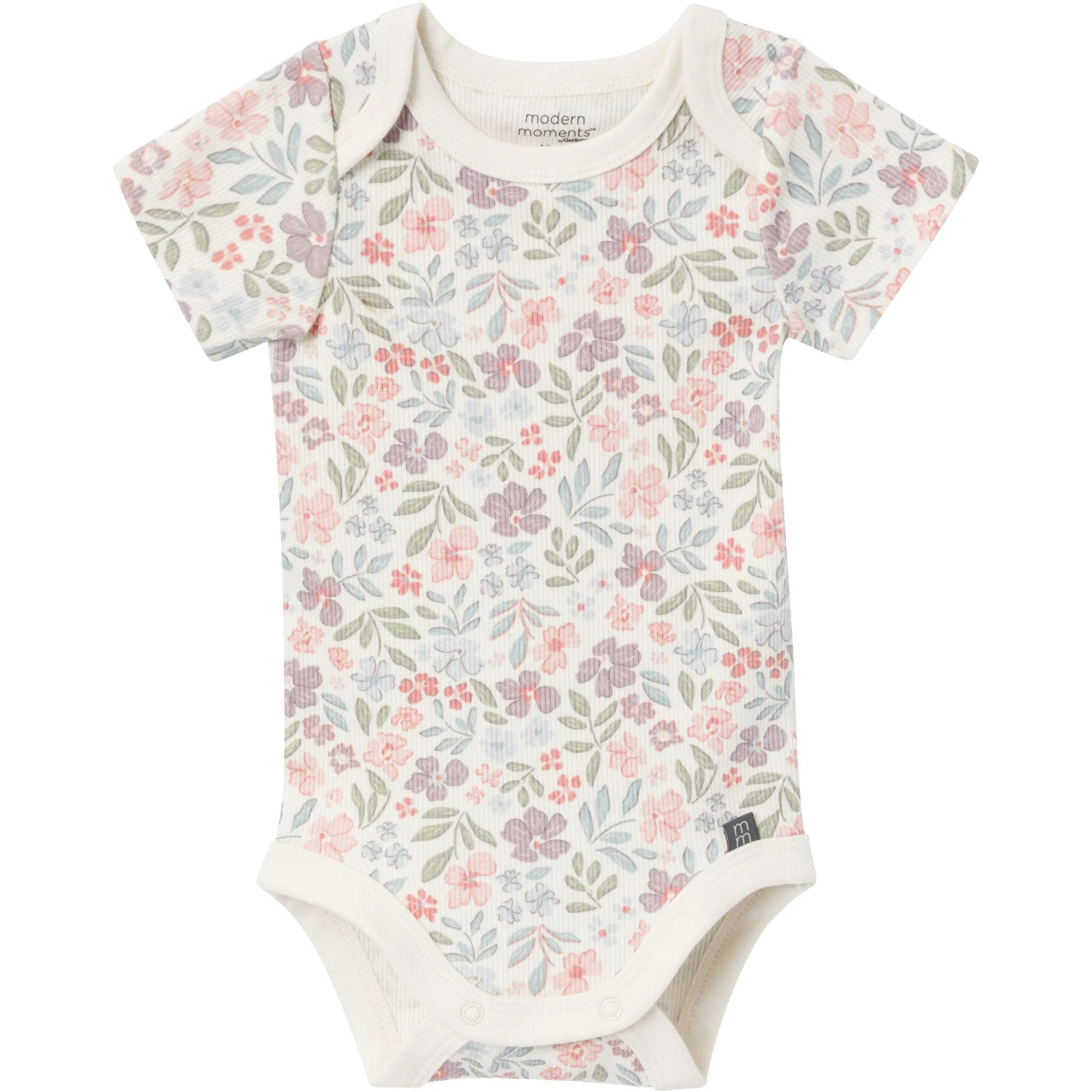 4-Piece Baby Girls Ivory Garden Short Sleeve Bodysuits and Shorts Set
