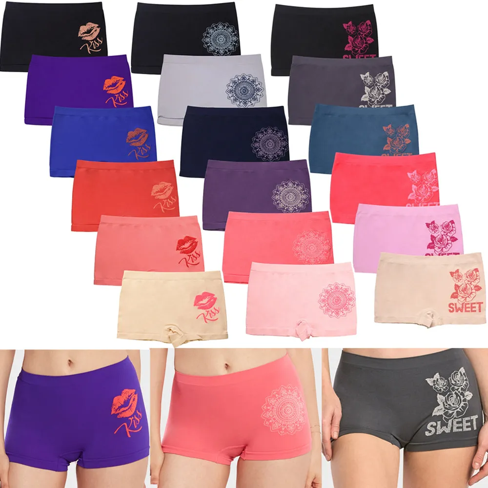 6 Seamless Boyshorts Womens Underwear Lot Booty Panties Boxer Brief Spandex New