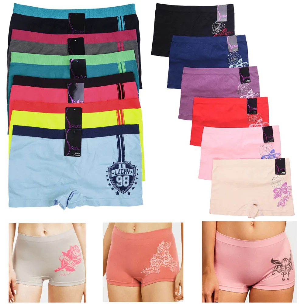 6 Seamless Boyshorts Womens Underwear Lot Booty Panties Boxer Brief Spandex New