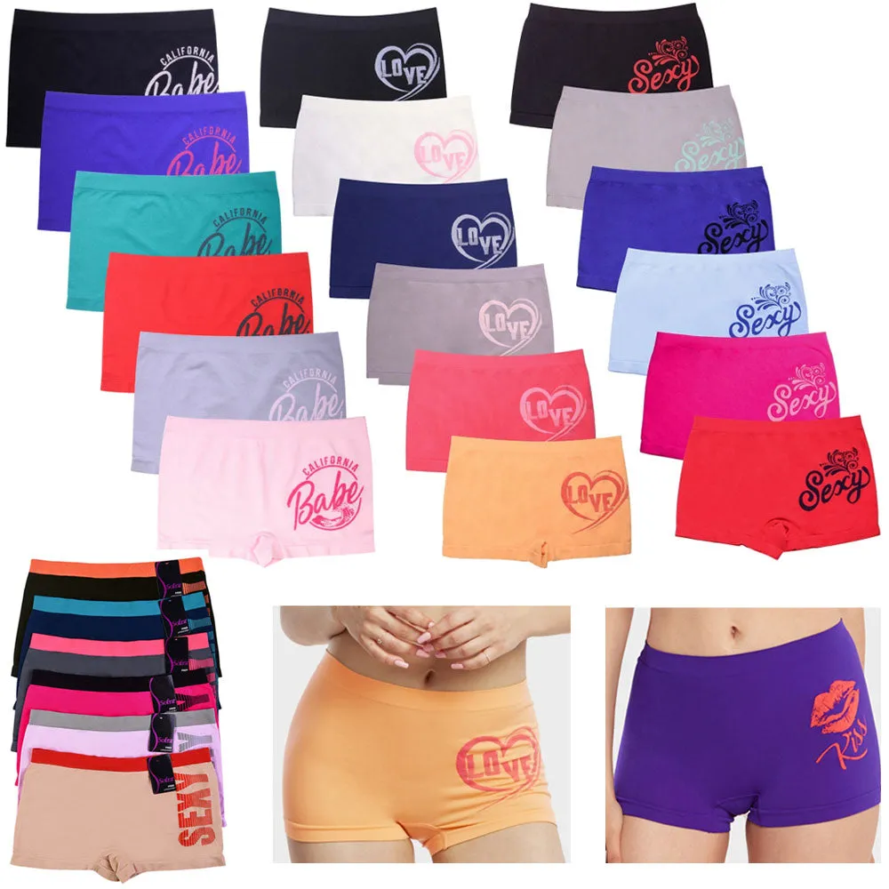 6 Seamless Boyshorts Womens Underwear Lot Booty Panties Boxer Brief Spandex New