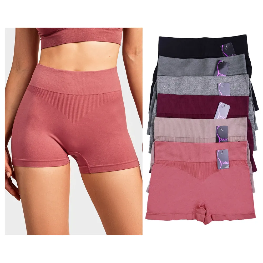 6Pk Seamless Boyshorts High Waist Womens Underwear Panties Boxer Briefs One Size