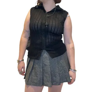 90s Mesh Zip Up Office Shirt (L)