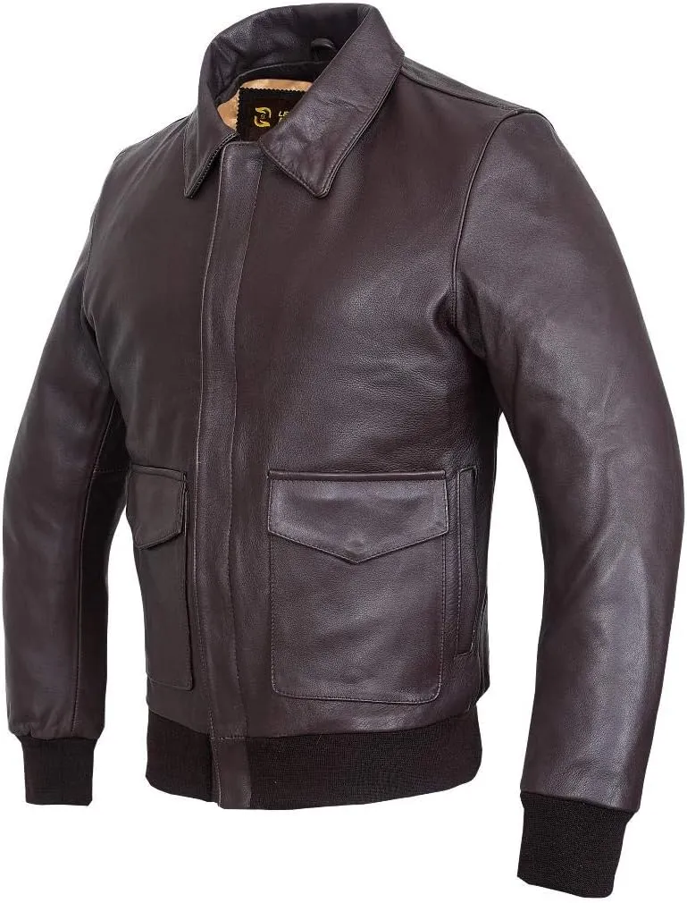 Air Force A-2 Leather Flight Bomber Jacket Aviator pilot WWII Jacket (Regular & Special sizes)