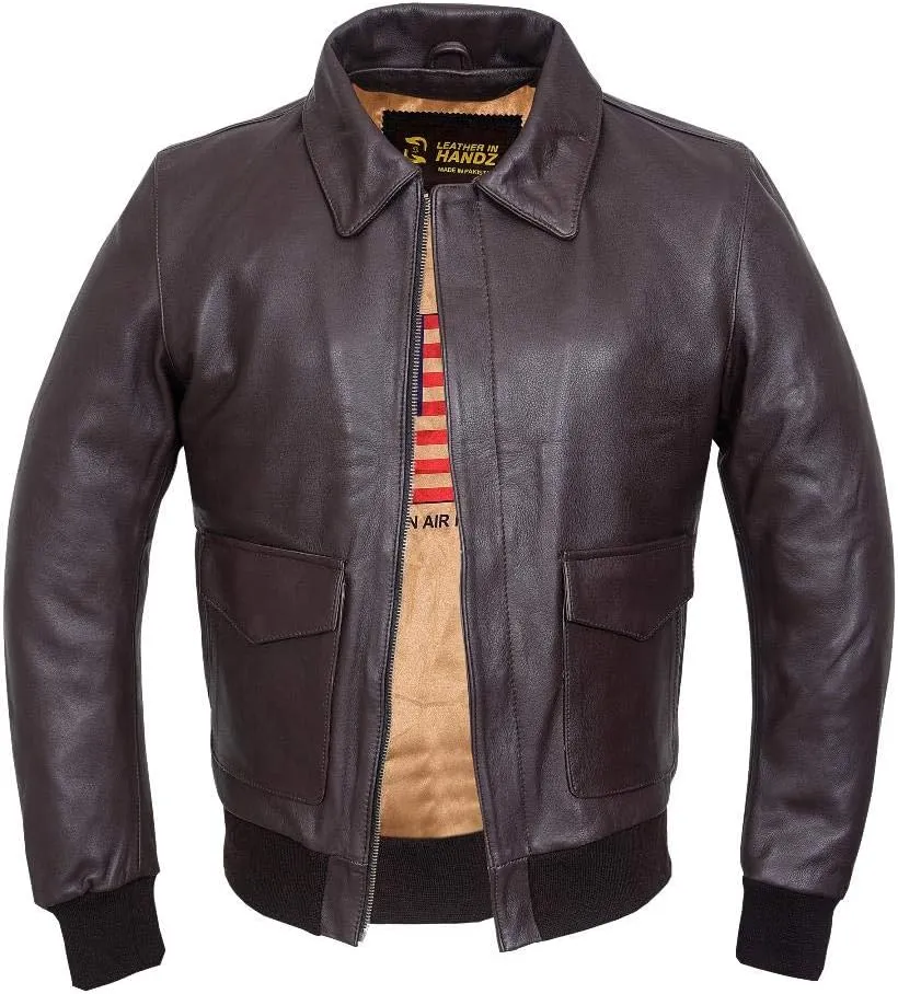 Air Force A-2 Leather Flight Bomber Jacket Aviator pilot WWII Jacket (Regular & Special sizes)