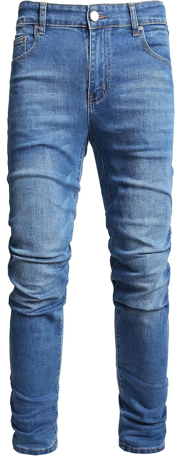AITITIA Men's Ripped Jeans Taper Skinny Fit Stretch Denim Pants