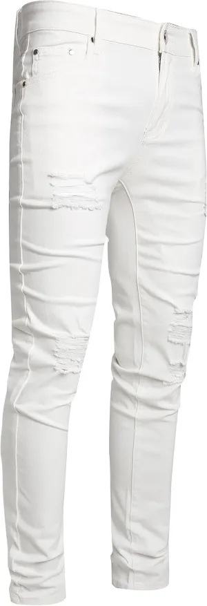 AITITIA Men's Ripped Jeans Taper Skinny Fit Stretch Denim Pants