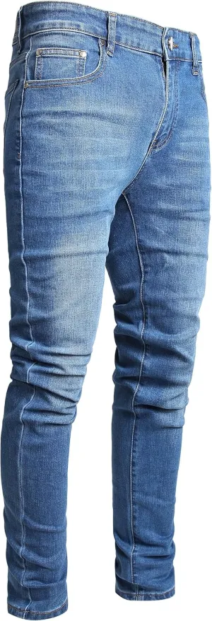 AITITIA Men's Ripped Jeans Taper Skinny Fit Stretch Denim Pants