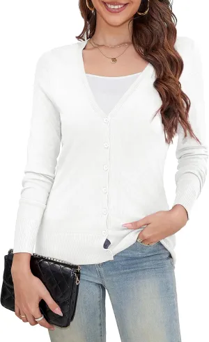 a.Jesdani Women's Button Down V Neck Long Sleeve Soft Cardigan Sweaters