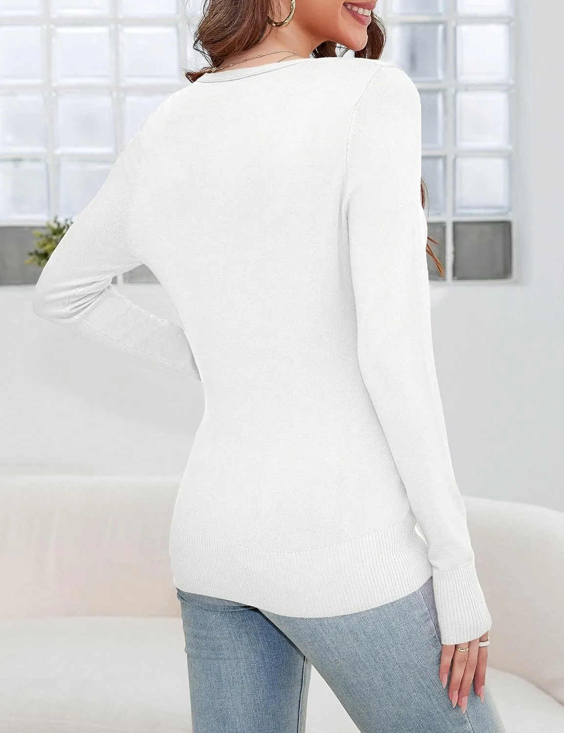 a.Jesdani Women's Button Down V Neck Long Sleeve Soft Cardigan Sweaters