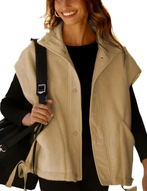 AMEBELLE Women's Oversized Fleece Vest Trendy Sleeveless Sherpa Jacket Winter Warm Fuzzy Outerwear Vest with Pockets