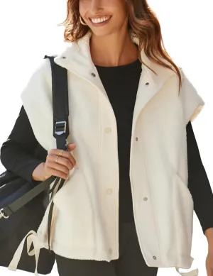 AMEBELLE Women's Oversized Fleece Vest Trendy Sleeveless Sherpa Jacket Winter Warm Fuzzy Outerwear Vest with Pockets