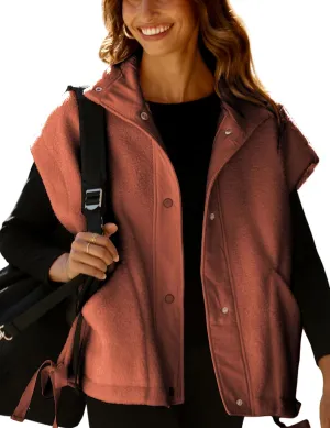 AMEBELLE Women's Oversized Fleece Vest Trendy Sleeveless Sherpa Jacket Winter Warm Fuzzy Outerwear Vest with Pockets