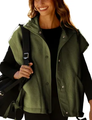 AMEBELLE Women's Oversized Fleece Vest Trendy Sleeveless Sherpa Jacket Winter Warm Fuzzy Outerwear Vest with Pockets