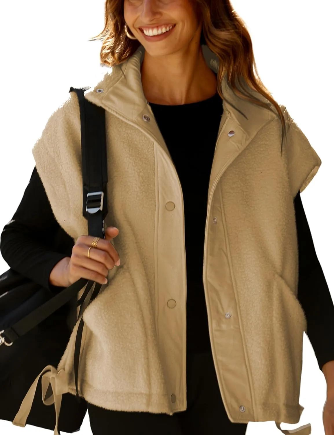 AMEBELLE Women's Oversized Fleece Vest Trendy Sleeveless Sherpa Jacket Winter Warm Fuzzy Outerwear Vest with Pockets