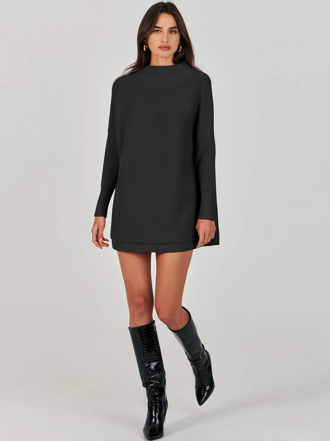 ANRABESS Women Oversized Casual Loose Turtleneck Long Sleeve Slouchy Baggy Knit Tunic Sweaters Pullover 2024 Fall Outfits