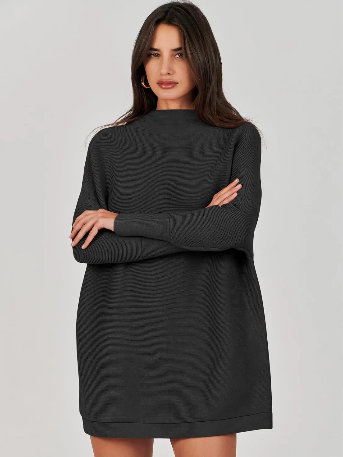 ANRABESS Women Oversized Casual Loose Turtleneck Long Sleeve Slouchy Baggy Knit Tunic Sweaters Pullover 2024 Fall Outfits
