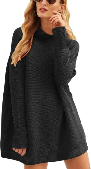 ANRABESS Women Oversized Casual Loose Turtleneck Long Sleeve Slouchy Baggy Knit Tunic Sweaters Pullover 2024 Fall Outfits