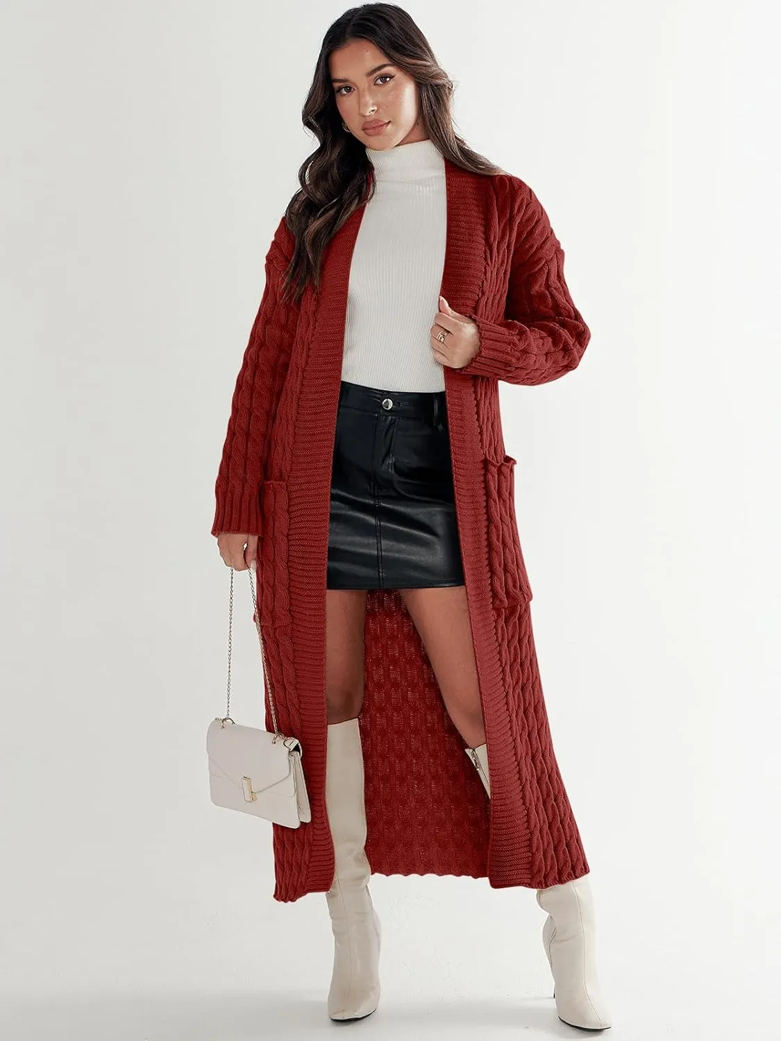 ANRABESS Womens Long Cardigan Sweater 2025 Oversized Coat Long Sleeve Open Front Knit Maxi Outwear Fall Trendy Jacket Clothes