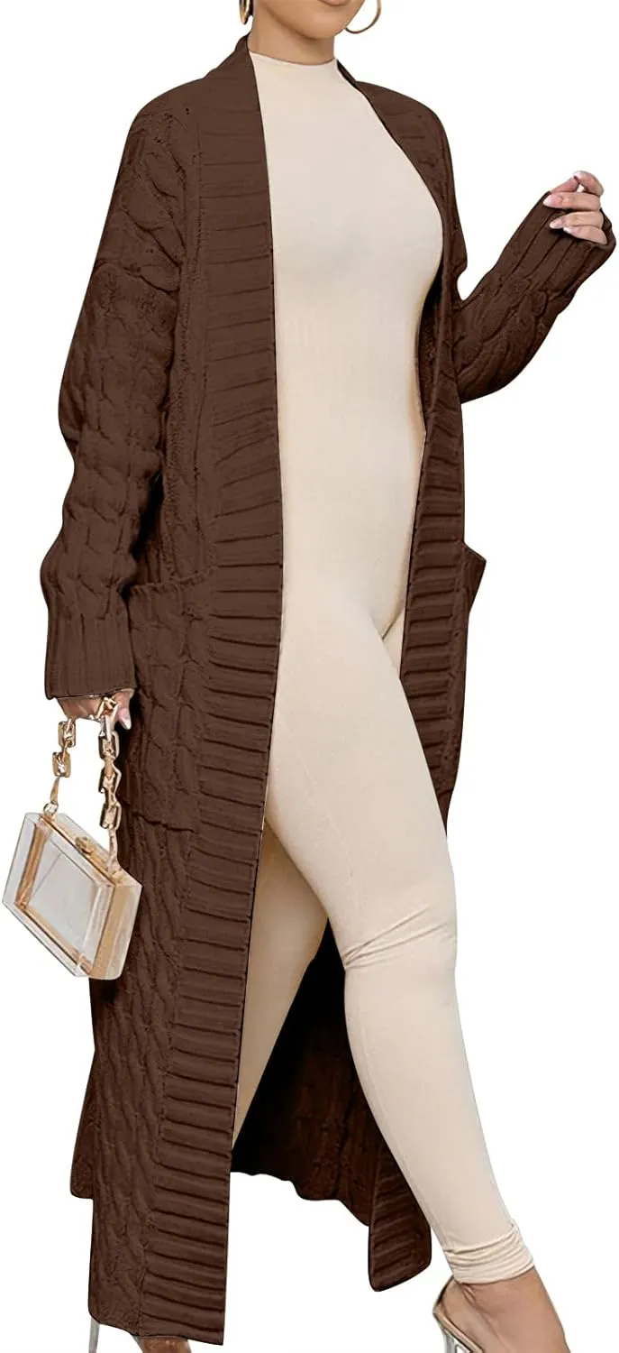 ANRABESS Womens Long Cardigan Sweater 2025 Oversized Coat Long Sleeve Open Front Knit Maxi Outwear Fall Trendy Jacket Clothes