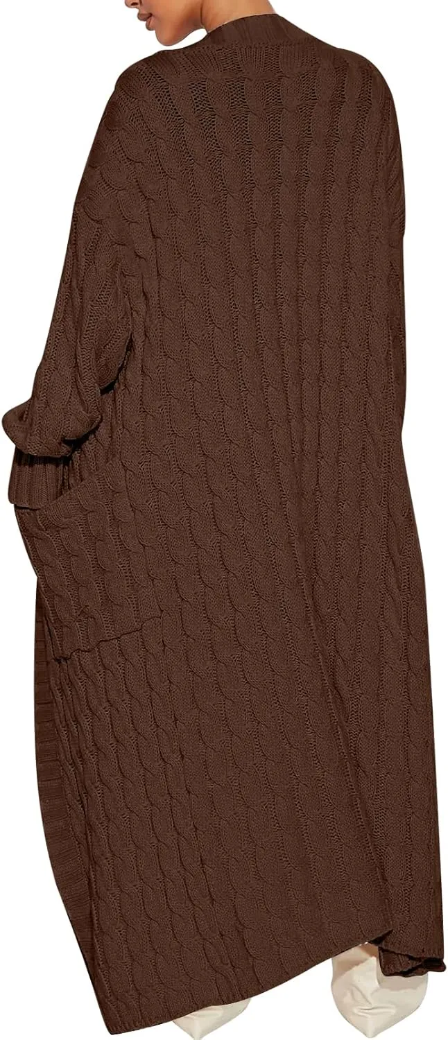 ANRABESS Womens Long Cardigan Sweater 2025 Oversized Coat Long Sleeve Open Front Knit Maxi Outwear Fall Trendy Jacket Clothes