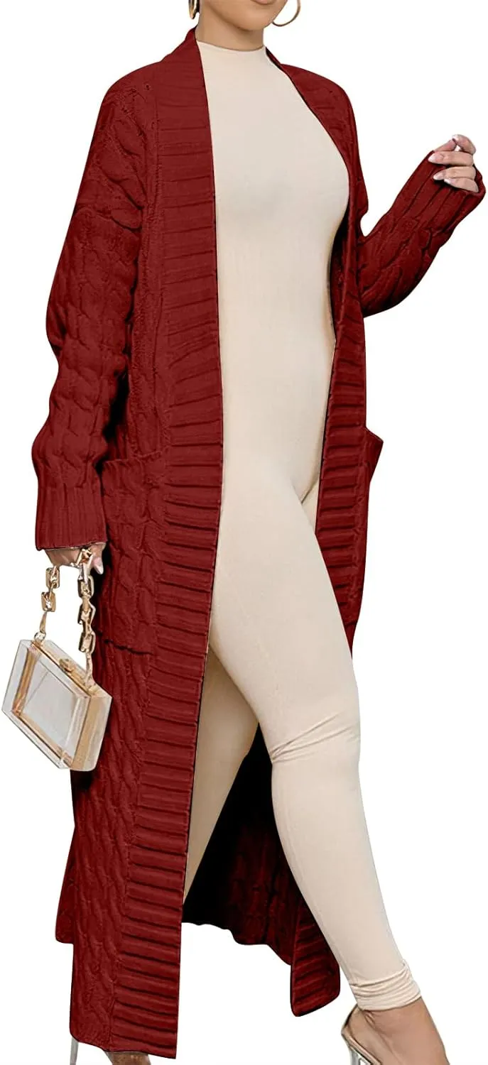 ANRABESS Womens Long Cardigan Sweater 2025 Oversized Coat Long Sleeve Open Front Knit Maxi Outwear Fall Trendy Jacket Clothes