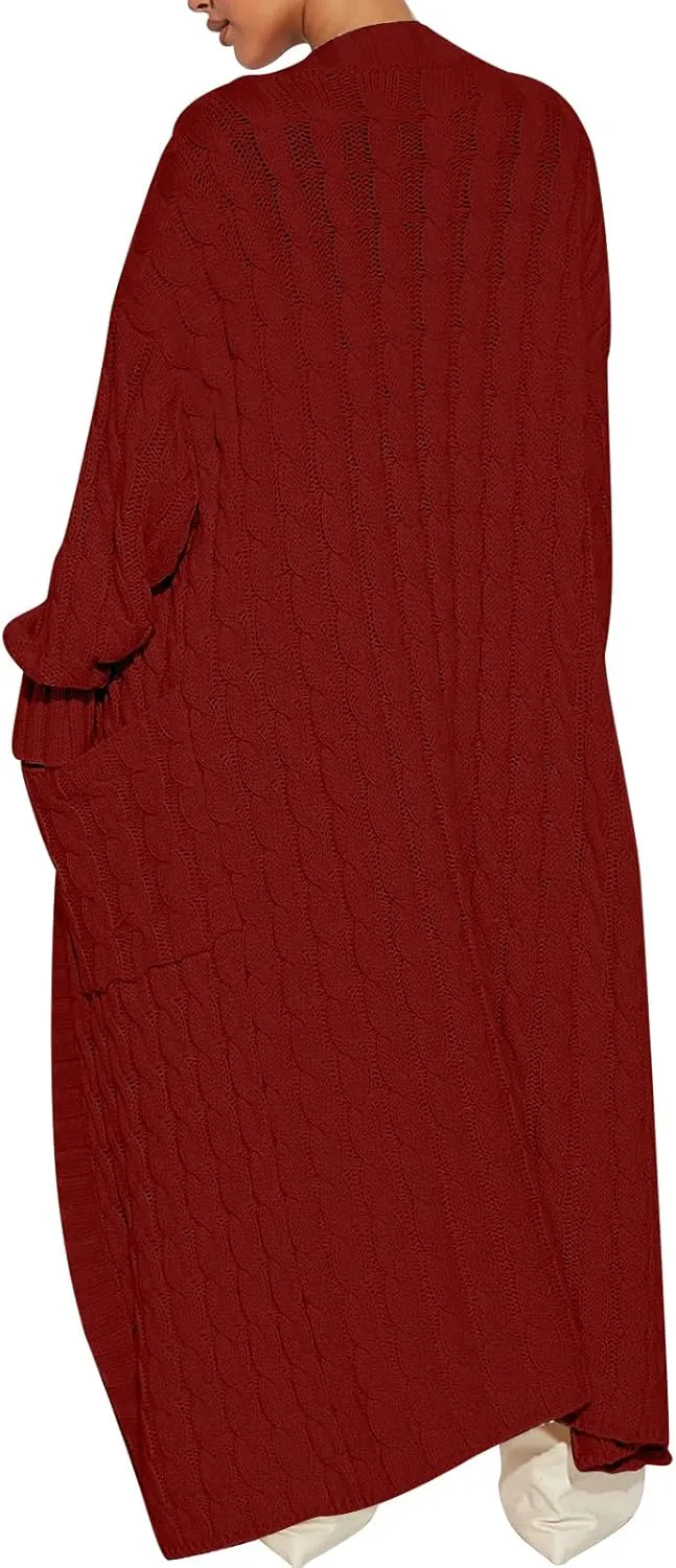 ANRABESS Womens Long Cardigan Sweater 2025 Oversized Coat Long Sleeve Open Front Knit Maxi Outwear Fall Trendy Jacket Clothes