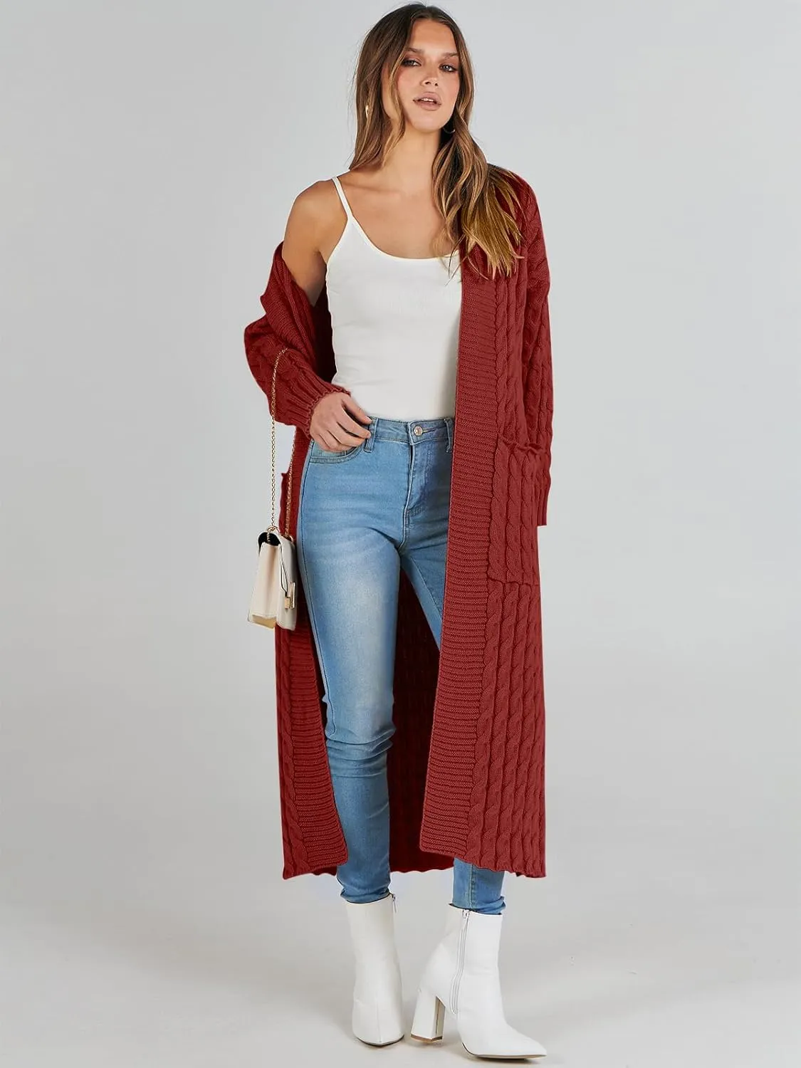 ANRABESS Womens Long Cardigan Sweater 2025 Oversized Coat Long Sleeve Open Front Knit Maxi Outwear Fall Trendy Jacket Clothes