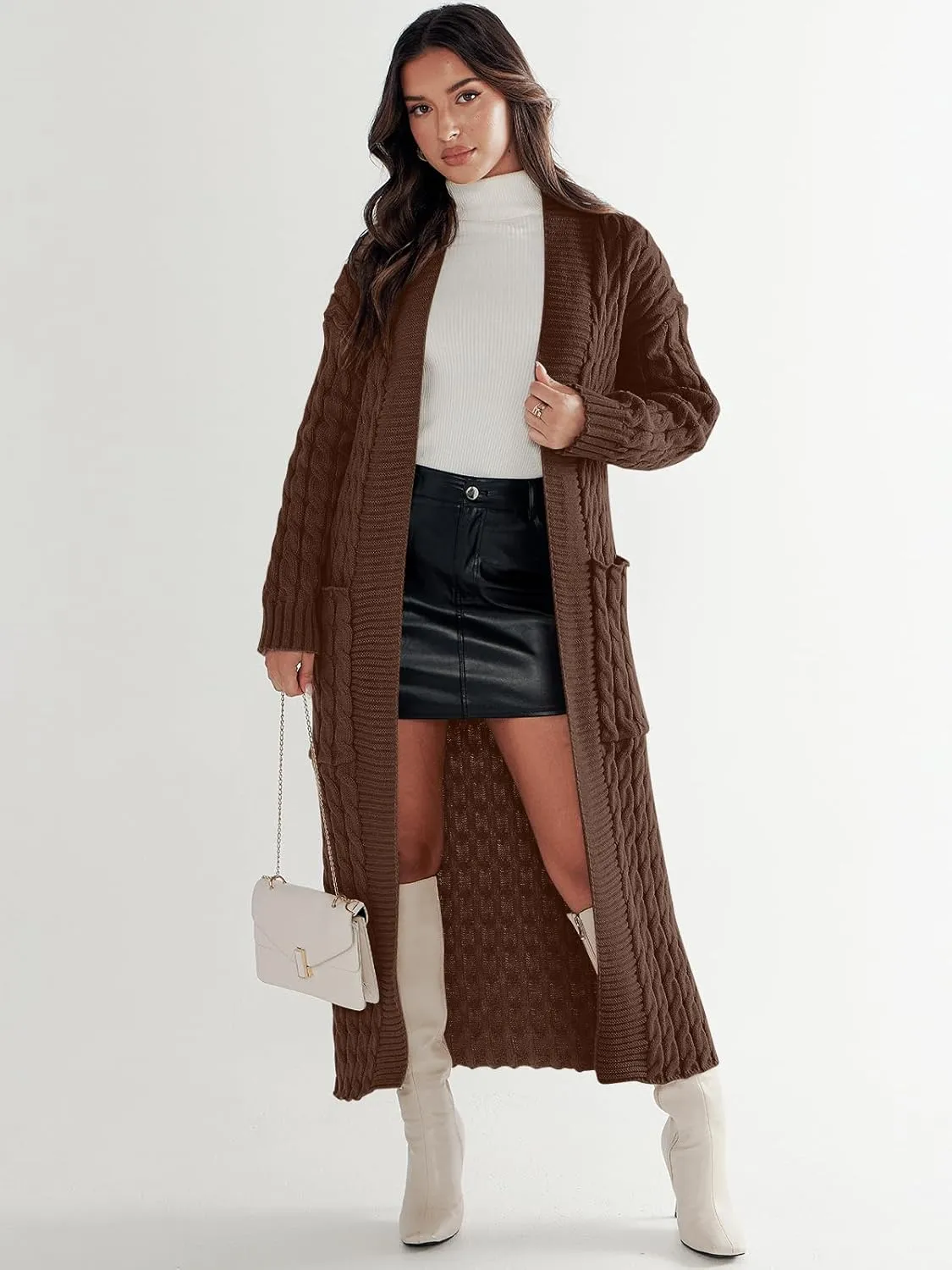 ANRABESS Womens Long Cardigan Sweater 2025 Oversized Coat Long Sleeve Open Front Knit Maxi Outwear Fall Trendy Jacket Clothes