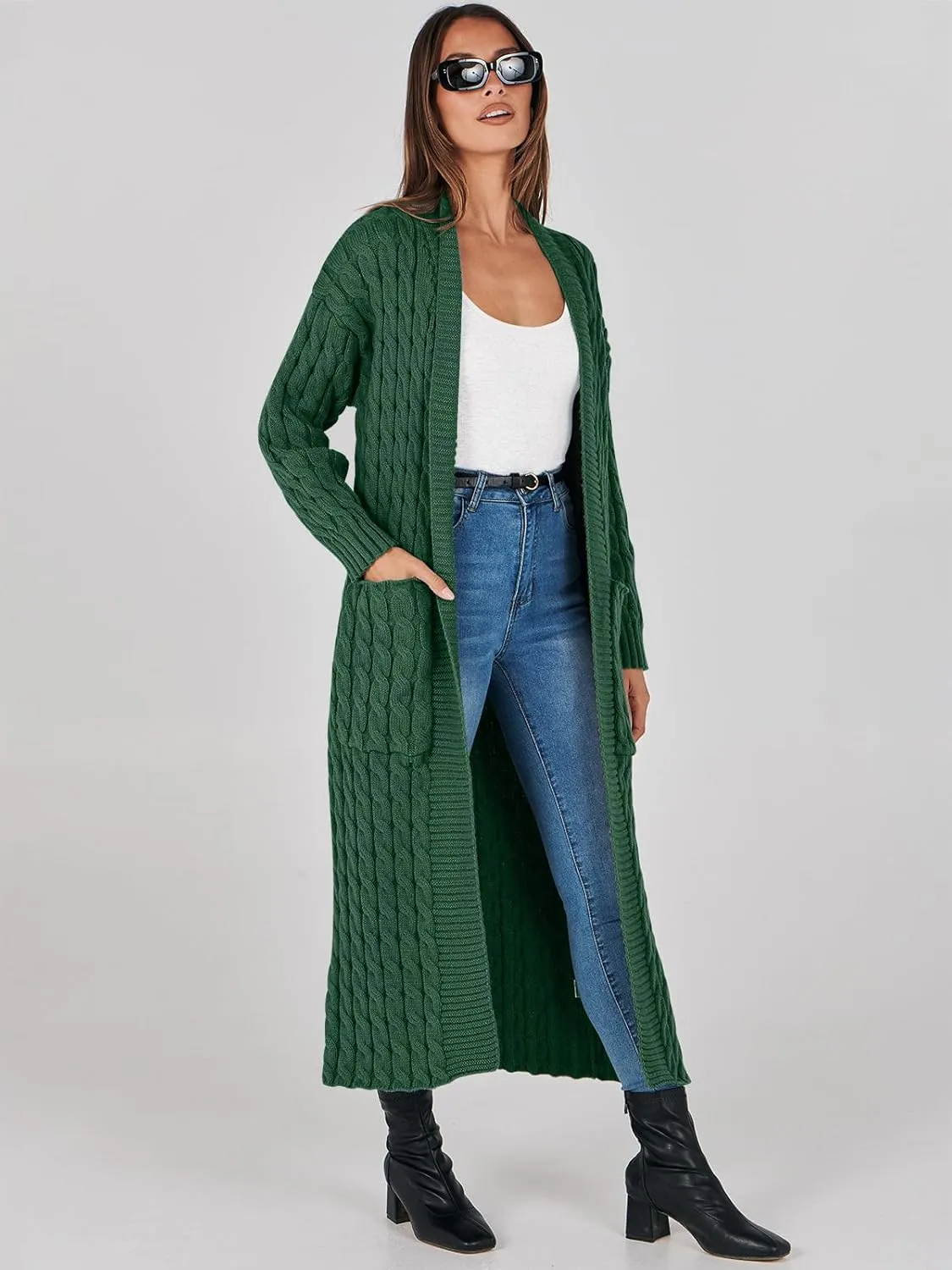 ANRABESS Womens Long Cardigan Sweater 2025 Oversized Coat Long Sleeve Open Front Knit Maxi Outwear Fall Trendy Jacket Clothes