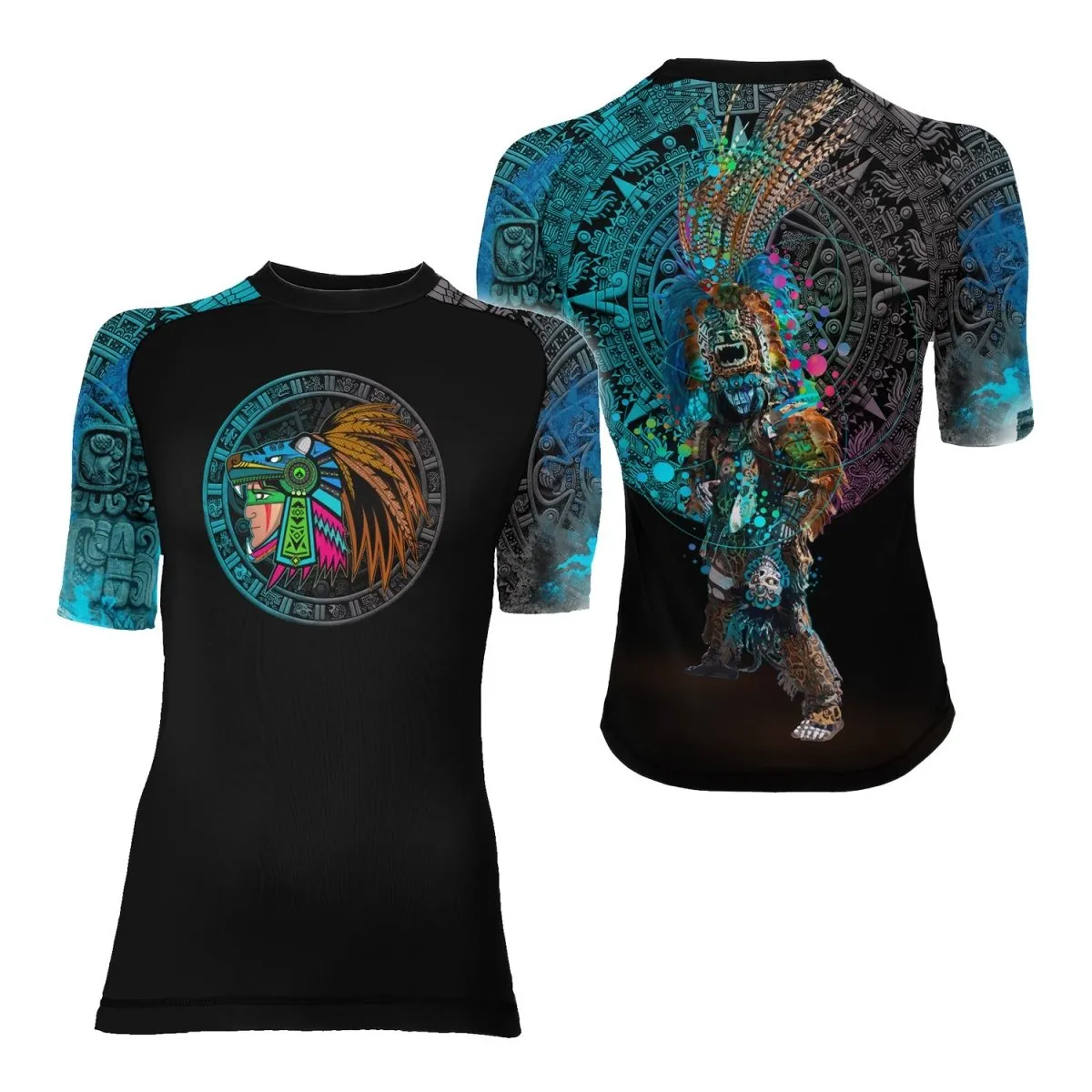 Aztec Jaguar Warrior Women's Short Sleeve Rash Guard