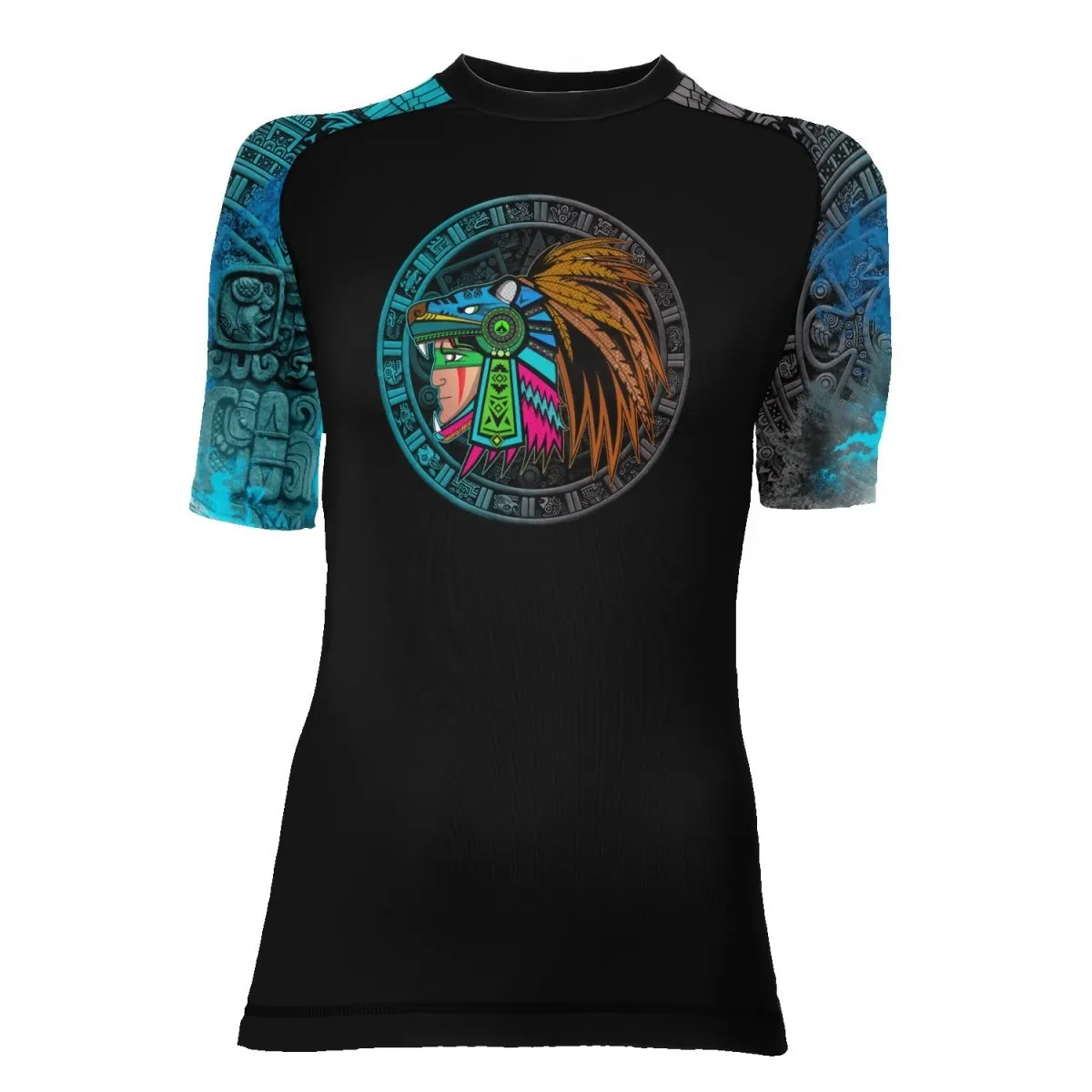 Aztec Jaguar Warrior Women's Short Sleeve Rash Guard