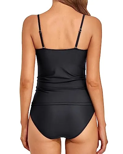 Bandeau Two Piece Tummy Control Tankini Swimsuits