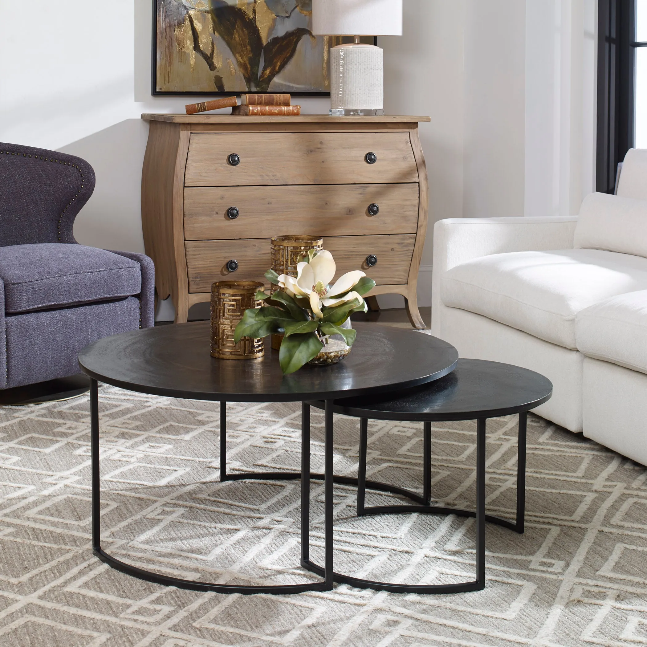 BARNETTE MODERN NESTING COFFEE TABLES SET OF 2