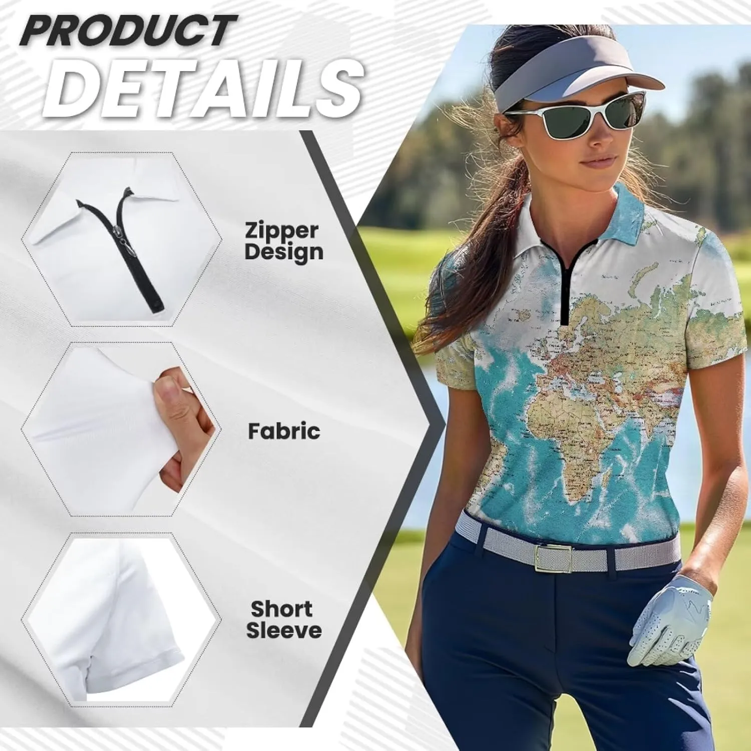 Biyejit Womens Golf Polo Shirts 1/4 Zip Up Short Sleeve Quick Dry Workout Tops Sun Protection Tennis Shirts Slim Fit