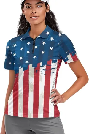 Biyejit Women's Golf Shirts Short Sleeve Quarter Zip Workout Tops for Women Moisture Wicking Quick-Drying Polo Shirts