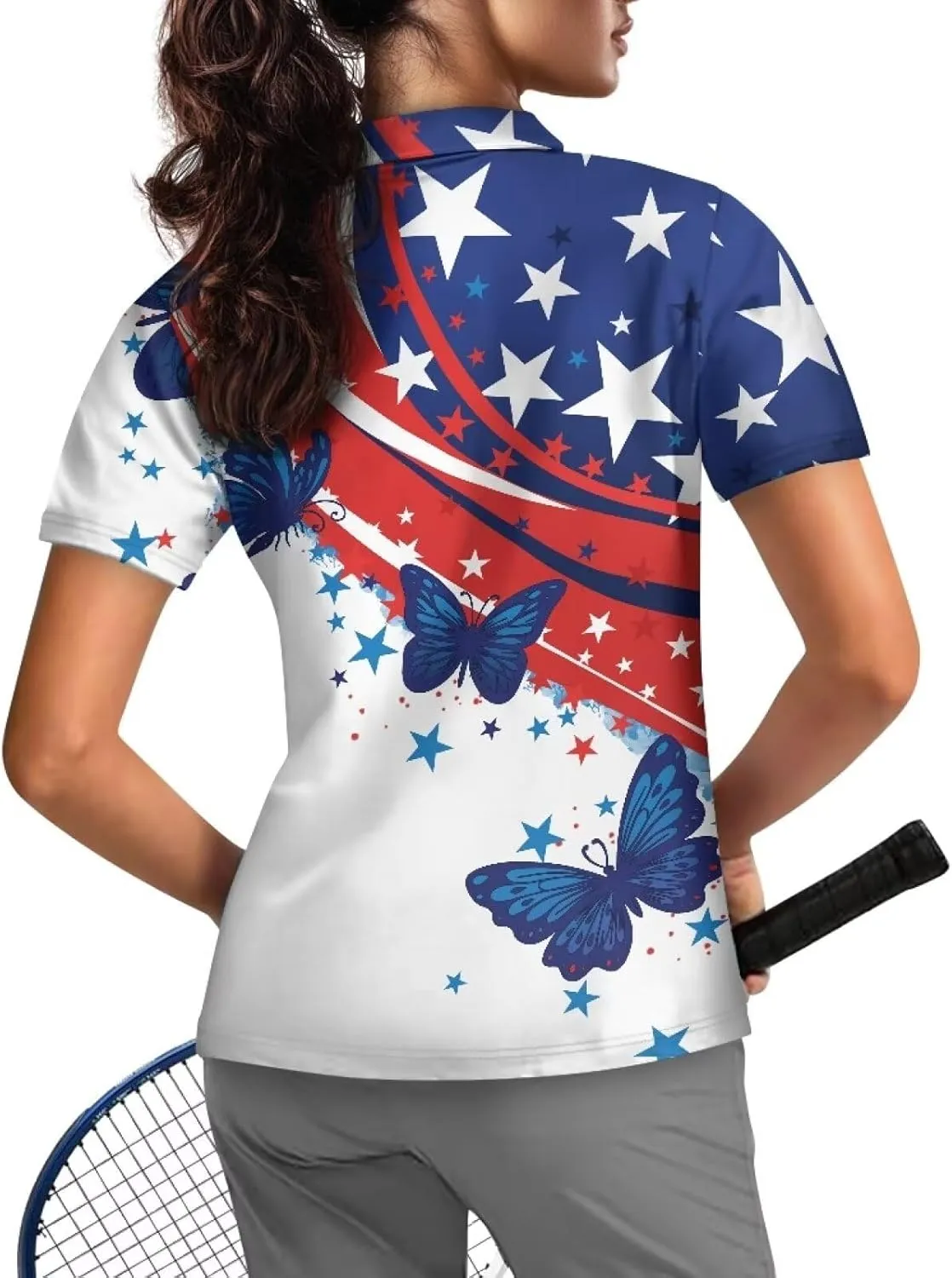 Biyejit Women's Golf Shirts Short Sleeve Quarter Zip Workout Tops for Women Moisture Wicking Quick-Drying Polo Shirts
