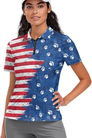 Biyejit Women's Golf Shirts Short Sleeve Quarter Zip Workout Tops for Women Moisture Wicking Quick-Drying Polo Shirts