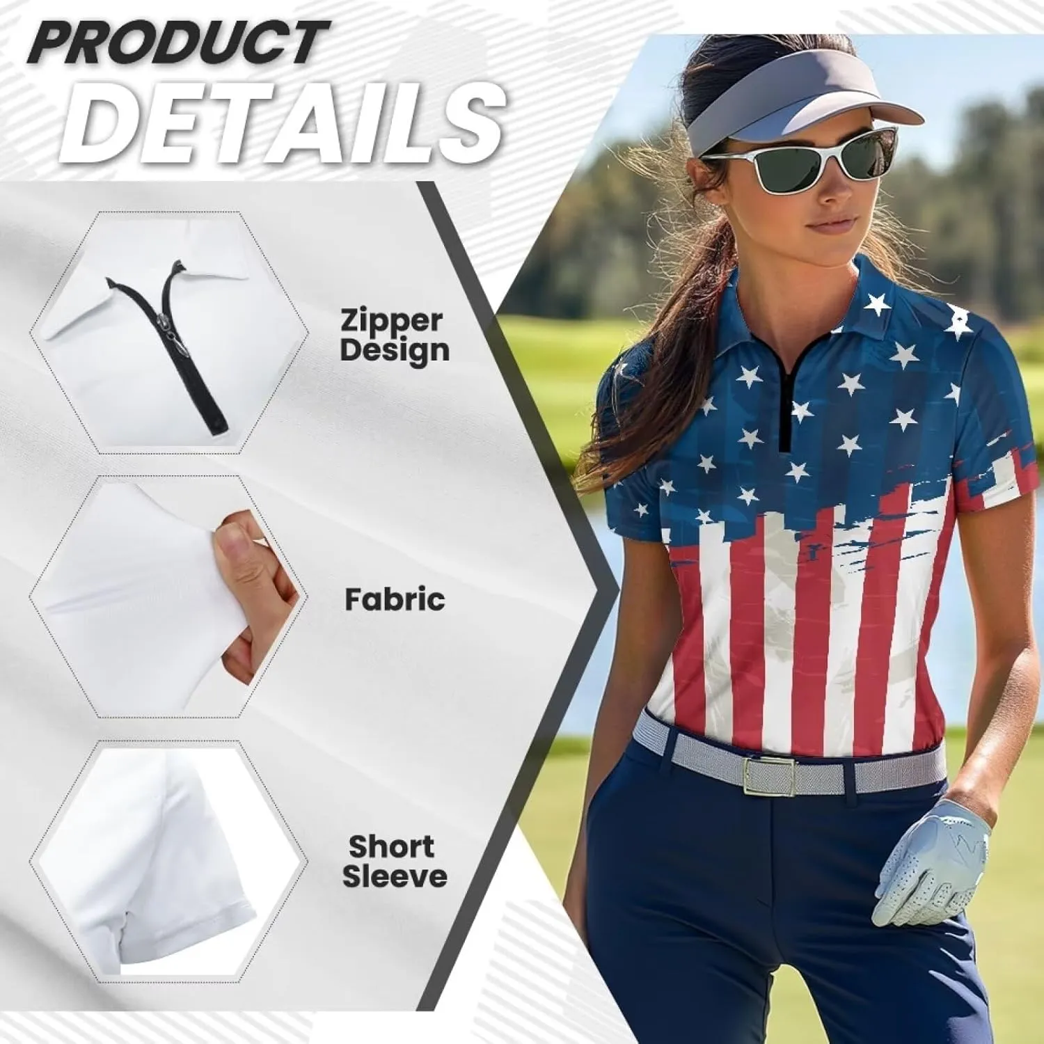 Biyejit Women's Golf Shirts Short Sleeve Quarter Zip Workout Tops for Women Moisture Wicking Quick-Drying Polo Shirts
