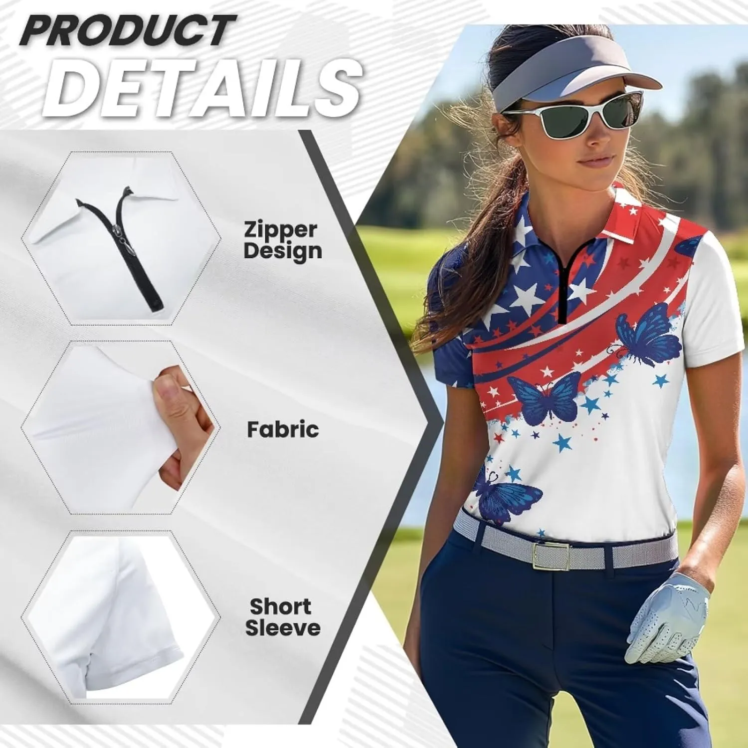 Biyejit Women's Golf Shirts Short Sleeve Quarter Zip Workout Tops for Women Moisture Wicking Quick-Drying Polo Shirts