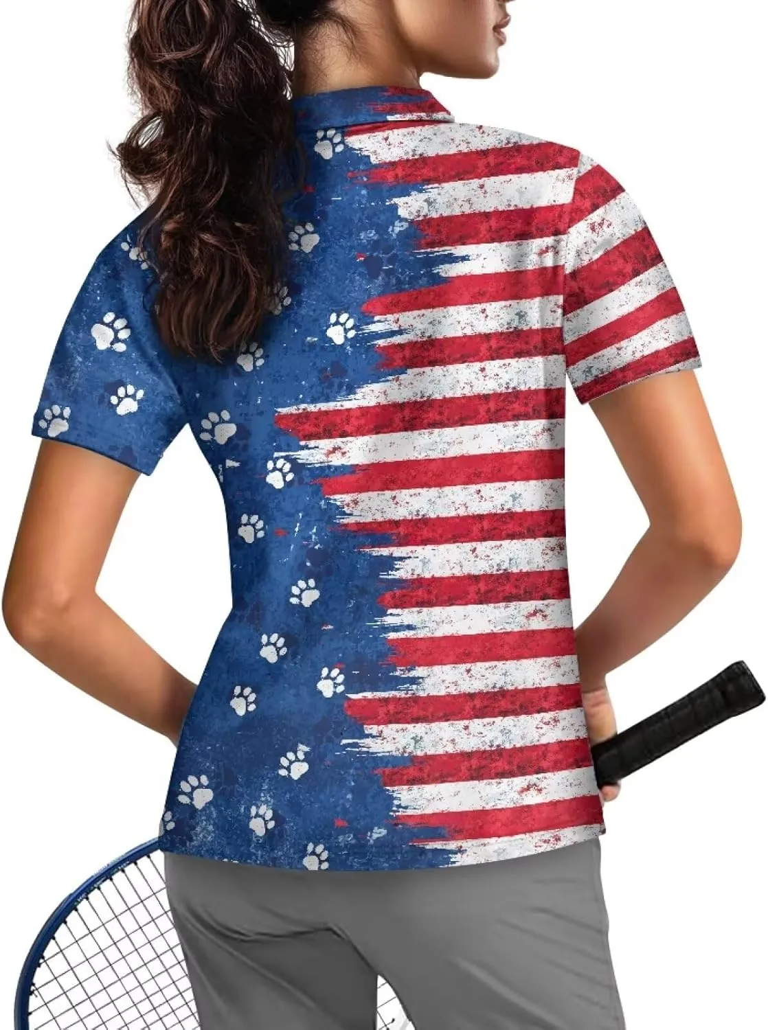 Biyejit Women's Golf Shirts Short Sleeve Quarter Zip Workout Tops for Women Moisture Wicking Quick-Drying Polo Shirts