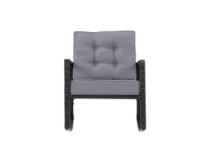 Black and Grey Wicker Outdoor Rocking Chair
