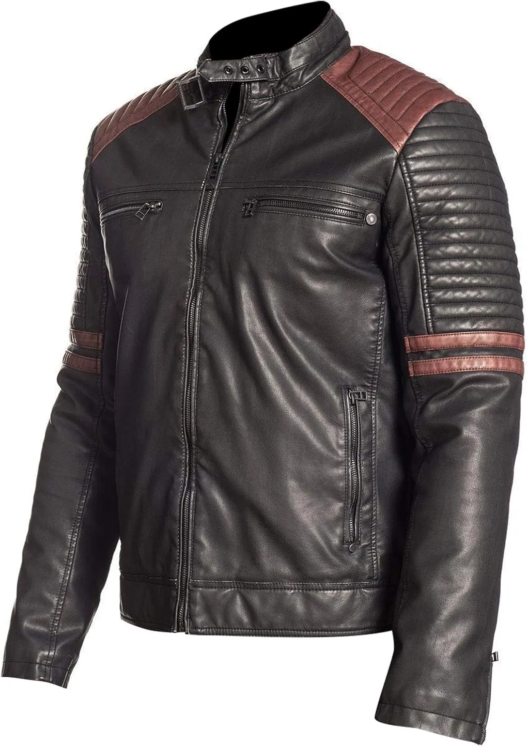 Black Leather Jacket Men - Black Real Lambskin Mens Motorcycle Jacket