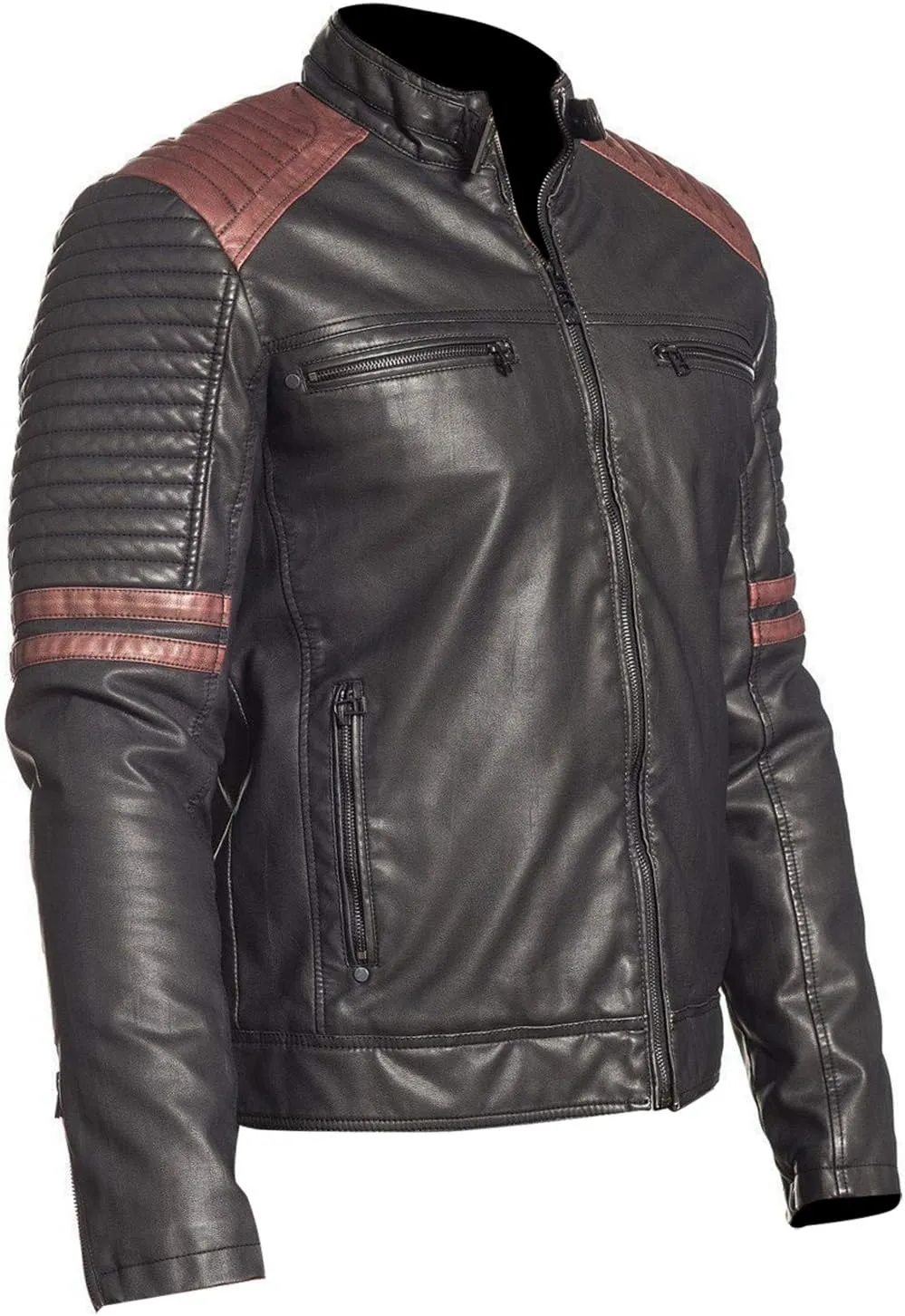 Black Leather Jacket Men - Black Real Lambskin Mens Motorcycle Jacket