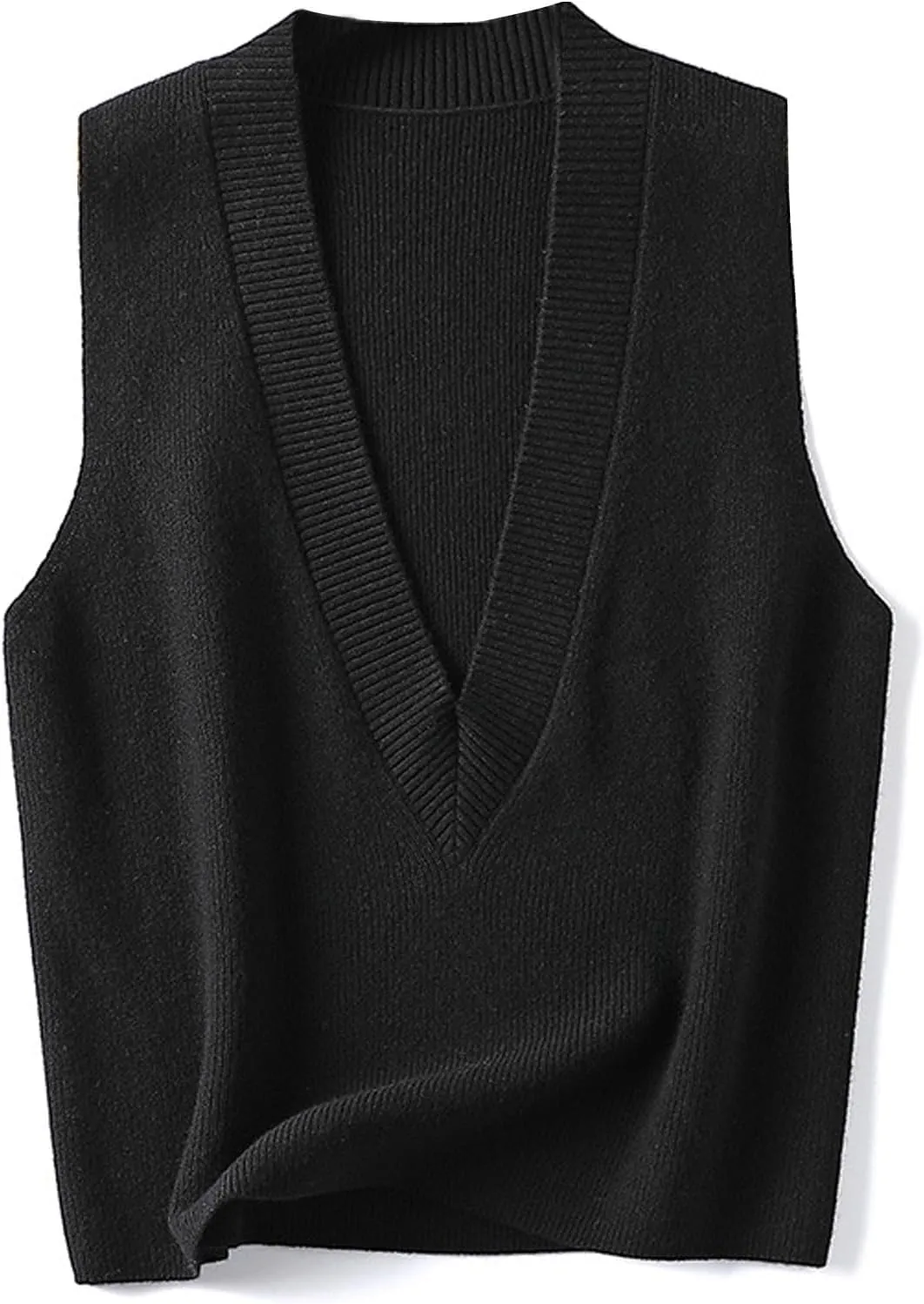 Blostirno Women's Sweater Vest V Neck Knit Pullover Vests Trendy Solid Knitwear Sleeveless Sweaters Tops